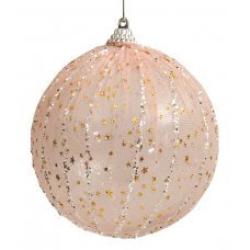 Χριστουγεννιάτικη Μπάλα Ροζ με Αστέρια (10cm)